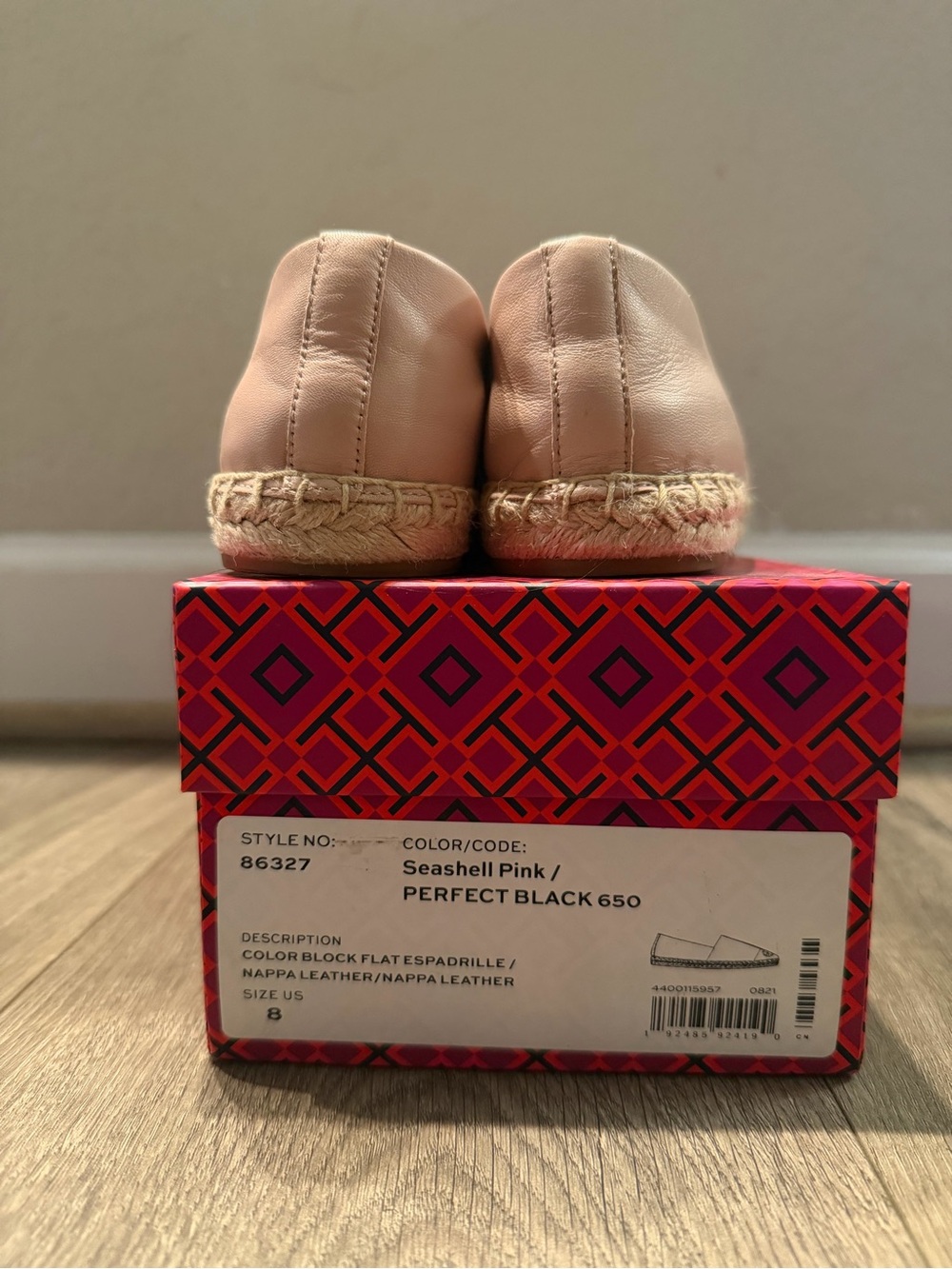 Tory Burch Seashell Pink Leather Espadrilles